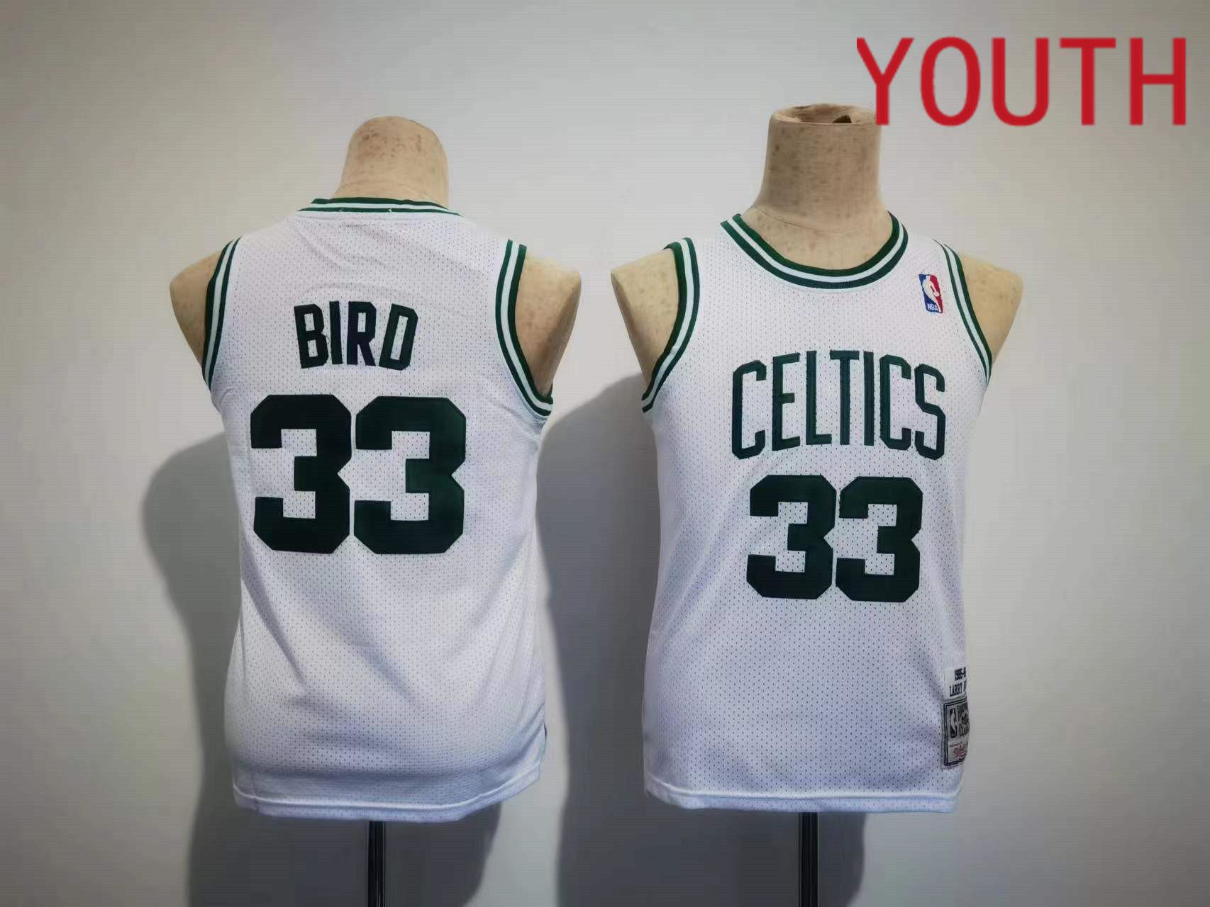 Youth Boston Celtics 33 Bird White Throwback 2023 NBA Jersey